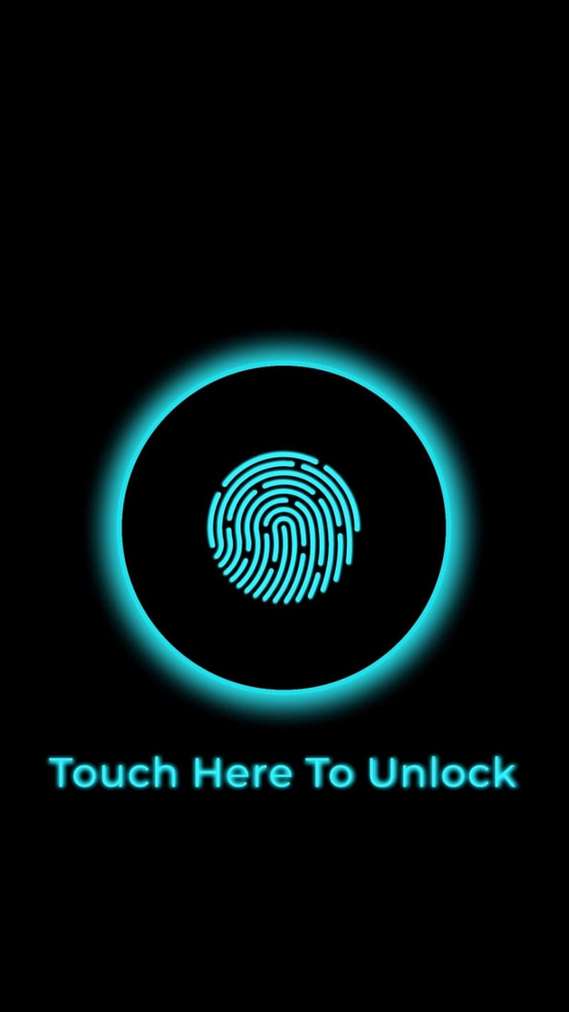 Lock Screen Fingerprint, Blue Neon Light, black background, HD phone wallpaper