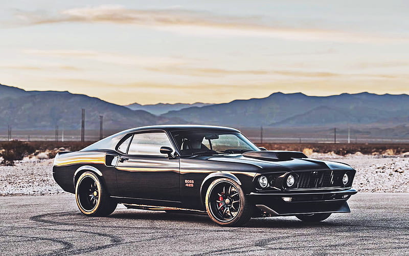 Ford Mustang Boss 429, tuning, muscle cars, 1969 cars, road, retro cars, 1969 Ford Mustang, american cars, Ford, HD wallpaper