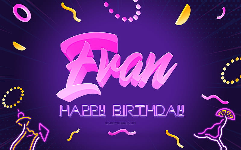 Happy Birtay Evan Purple Party Background, Evan, creative art, Happy Evan birtay, Evan name, Evan Birtay, Birtay Party Background, HD wallpaper