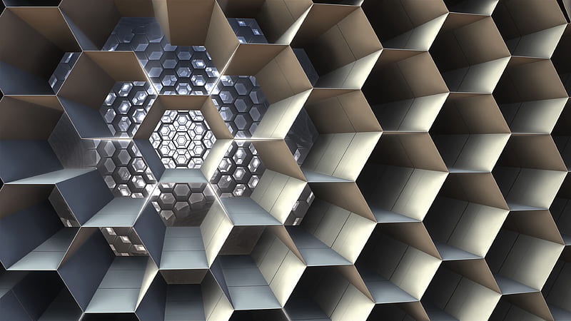 Ash 3D Honeycomb Cell Structure Fractal Trippy, HD wallpaper