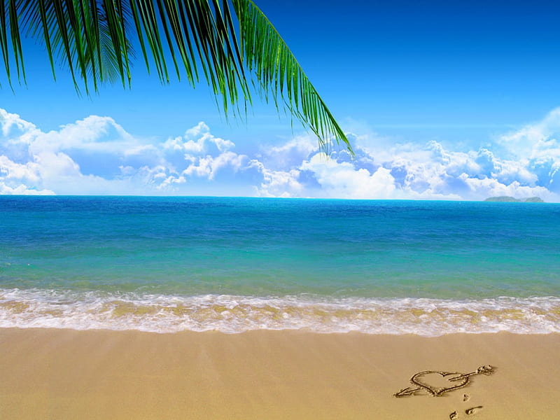 Beach, sand, love, sky, blue, HD wallpaper | Peakpx