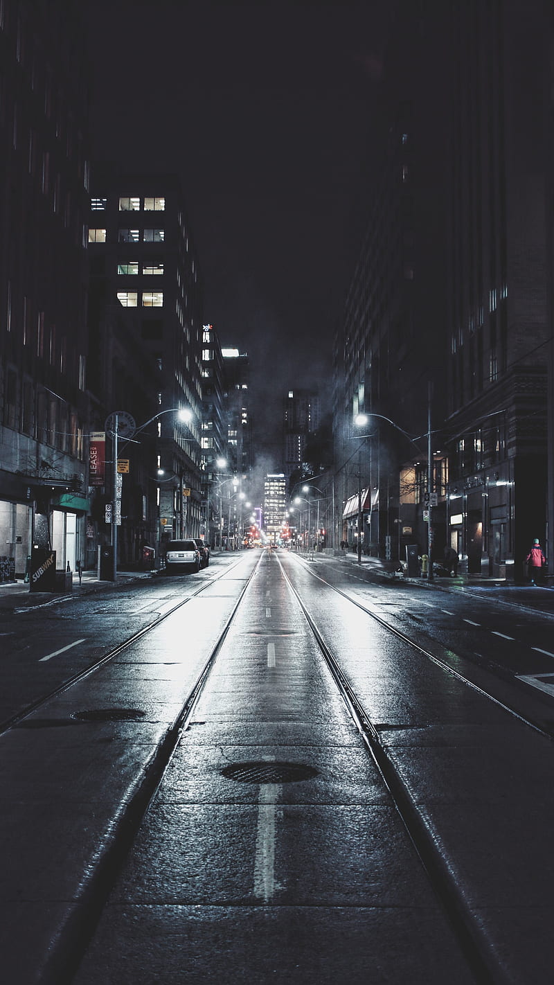 Road in the night , city, dark, HD phone wallpaper