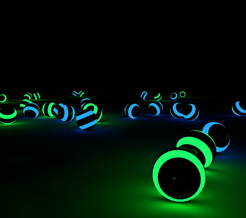 Glowing balls green, desenho, glow, orbs, HD wallpaper
