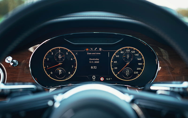 Bentley Flying Spur, 2020, interior, interior view, dashboard, speedometer, Flying Spur, British cars, Bentley, HD wallpaper