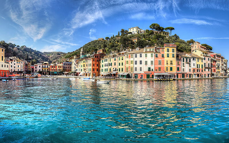 Portofino, summer, sea, bay, harbor, Italy, Europe, HD wallpaper