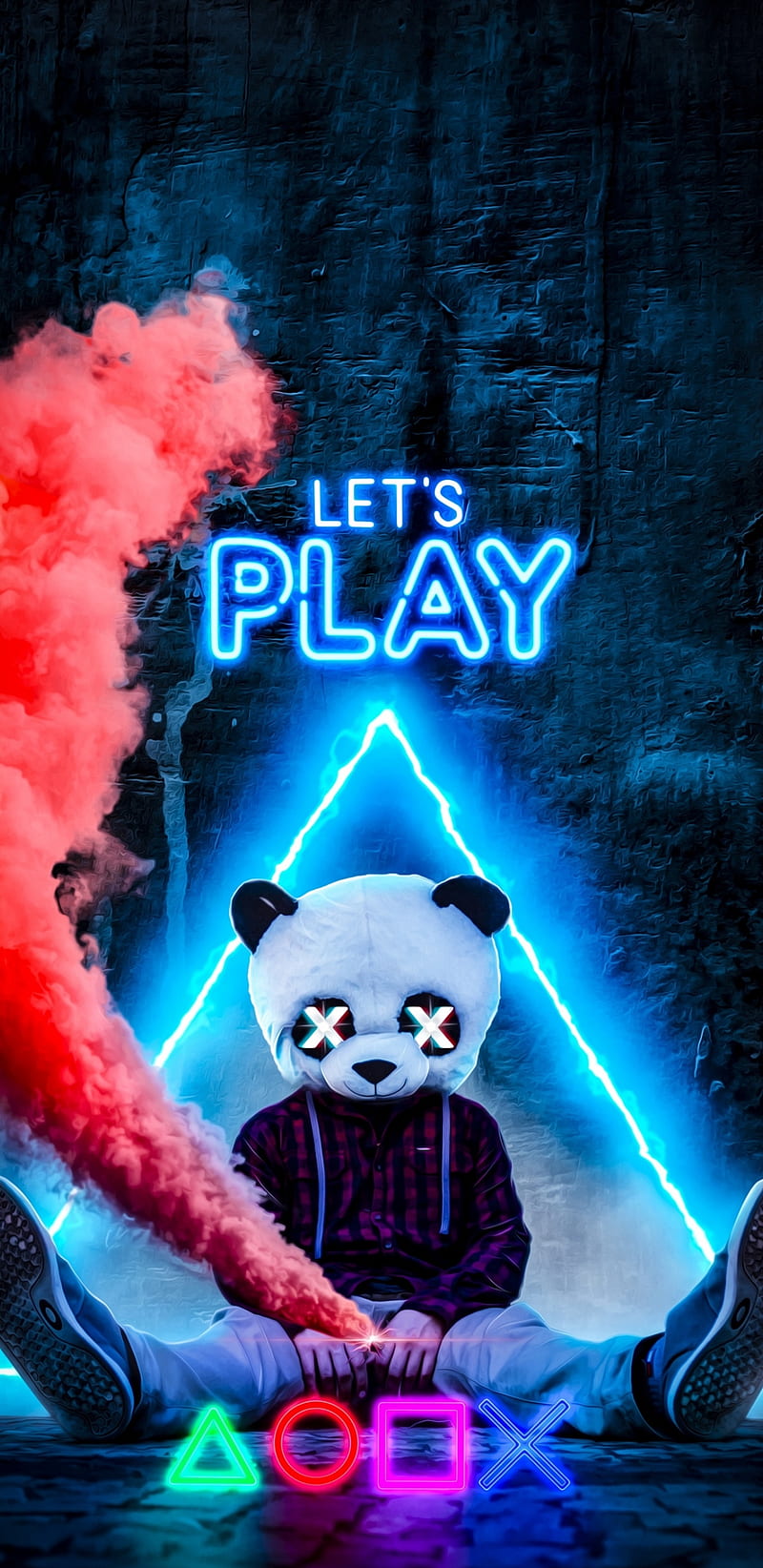 Gaming life, neon, panda, technology, theme, HD phone wallpaper