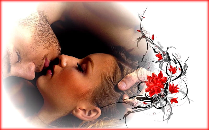 Love and Kiss, sensual, love, effect, kiss, sweet, HD wallpaper