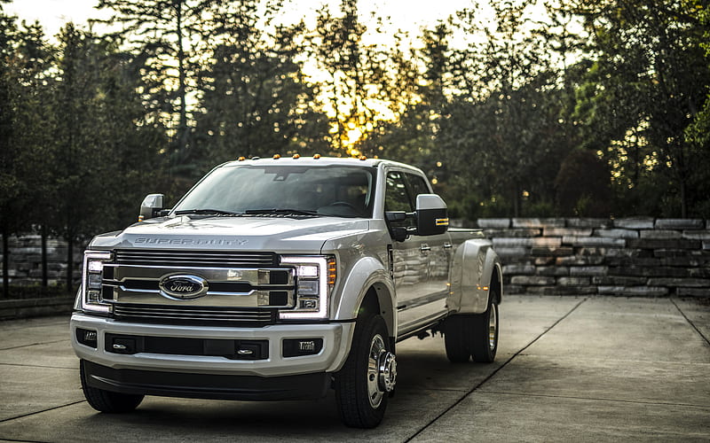 Ford Super Duty F-450 Limited, 2019, new silver F-450, big pickup truck, american cars, front view, F450, Ford, HD wallpaper