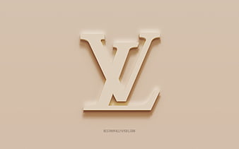 Louis Vuitton logo, brown plaster background, Louis Vuitton 3d logo, brands, Louis Vuitton emblem, 3d art, Louis Vuitton, HD wallpaper