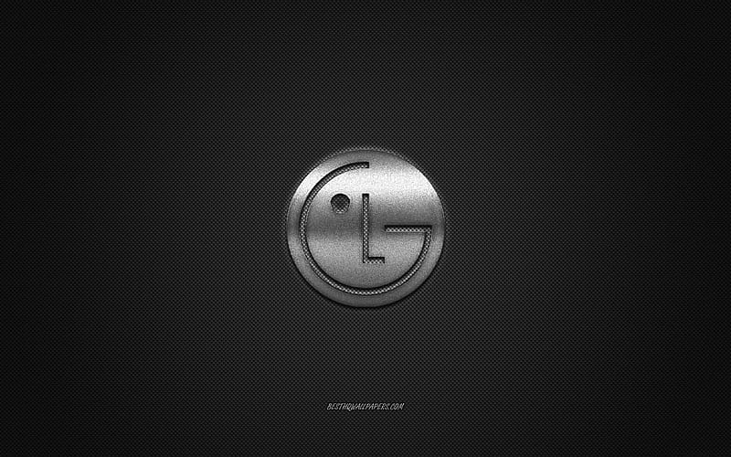 LG logo, silver shiny logo, LG metal emblem, for LG smartphones, gray carbon fiber texture, LG, brands, creative art, LG Electronics, HD wallpaper