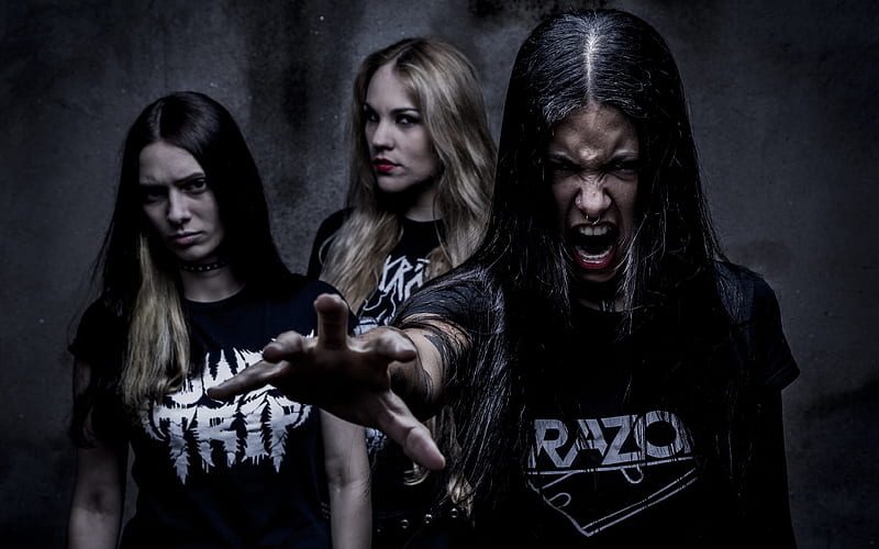 Nervosa, Luana Dametto, Brazilian metal band, Diva Satanica, Prika Amaral, Brazilian rock bands, HD wallpaper