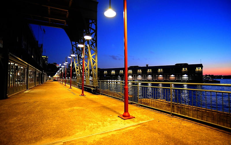 Sydney View Docks, view, sydney, lights, docks, night, HD wallpaper