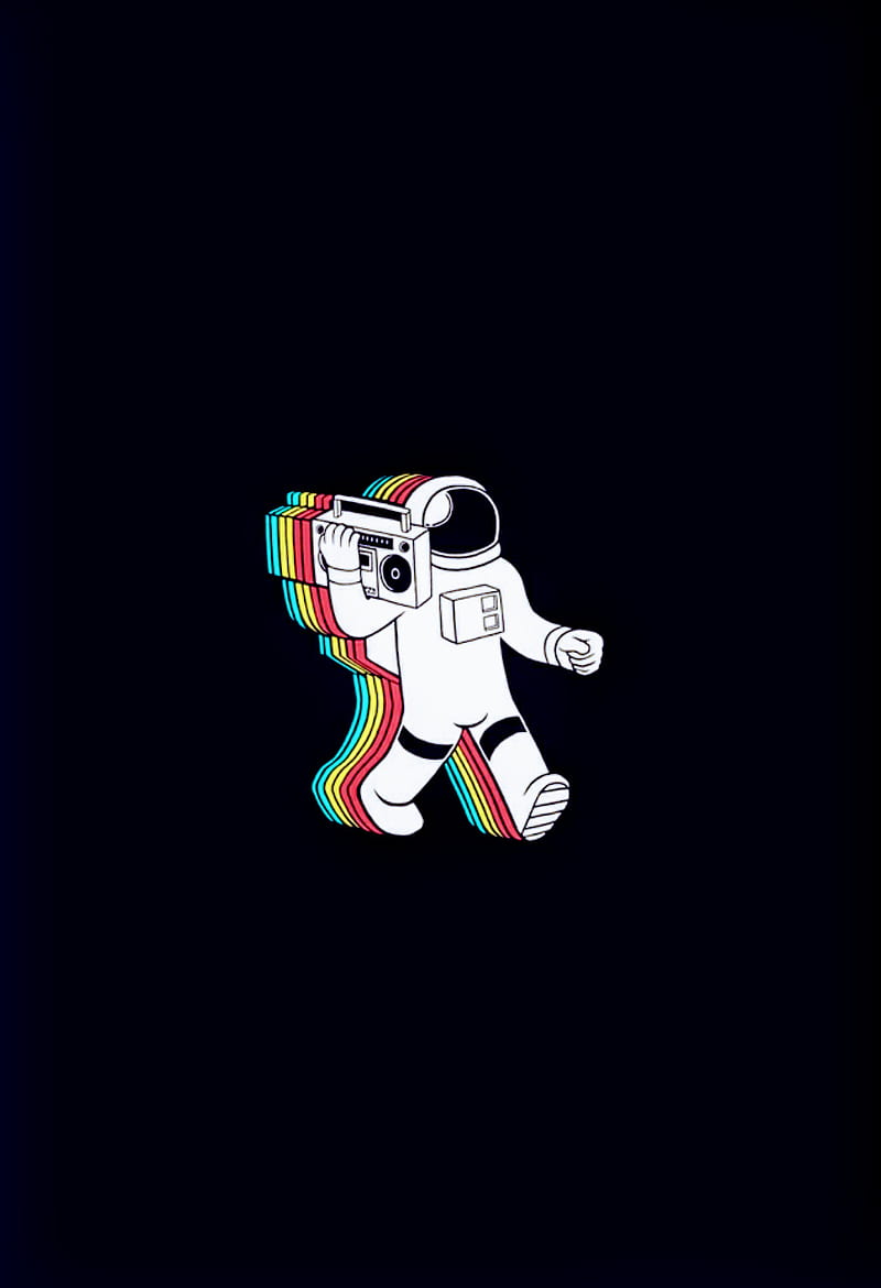 Trippy Space, astronaut, chill, colors, cool, logo, radio, simple, stereo, HD phone wallpaper