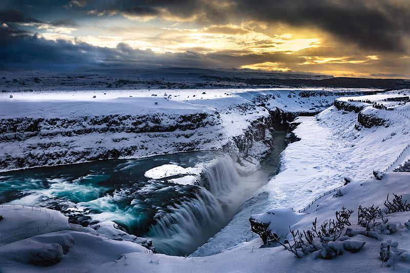 Gullfoss Waterfall Iceland, Iceland, HD wallpaper