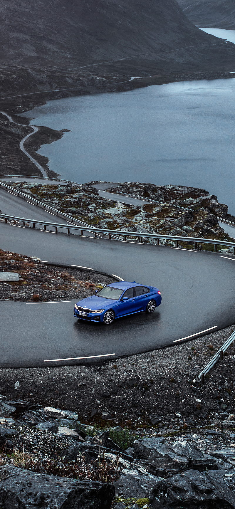 BMW G20, 3 series, sedan, car, vehicle, blue, road, HD phone wallpaper