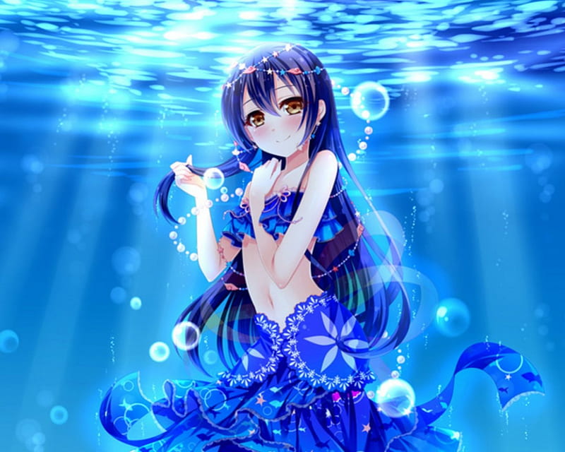 Cute Girl, water, girl, blue, anime, HD wallpaper | Peakpx