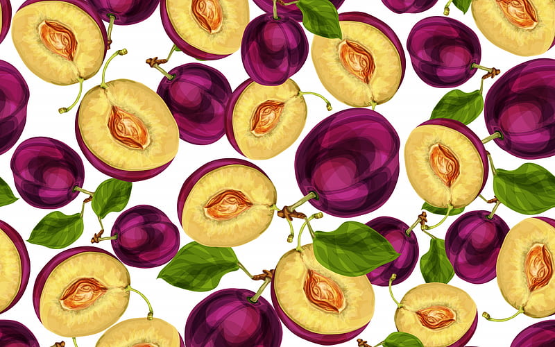 Texture, purple, green, paper, pink, leaf, pattern, yellow, plum, fruit, HD wallpaper