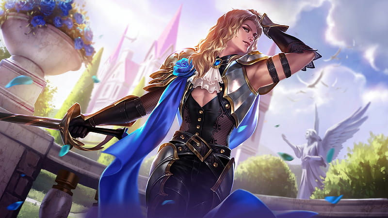 Lancelot, fantasy, luminos, game, man, mobile legends, blue, HD wallpaper