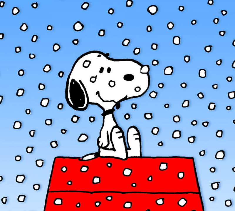 Snoopy, brown, cartoon, charlie, dog, peanuts, snow, winter, HD wallpaper
