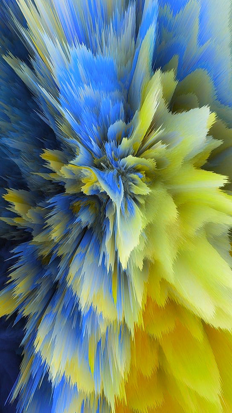 Explosion, abstract, blue, colors, yellow, HD phone wallpaper
