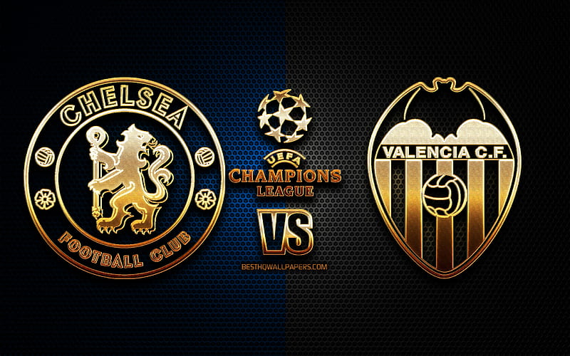 Chelsea vs Valencia, Group H, UEFA Champions League, season 2019-2020, golden logo, Valencia FC, Chelsea FC, UEFA, Chelsea FC vs Valencia FC, HD wallpaper