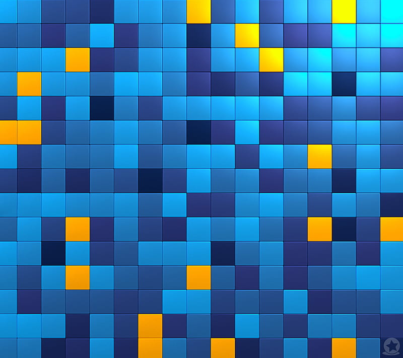 Cubes, barbaivan, blue, orange, HD wallpaper