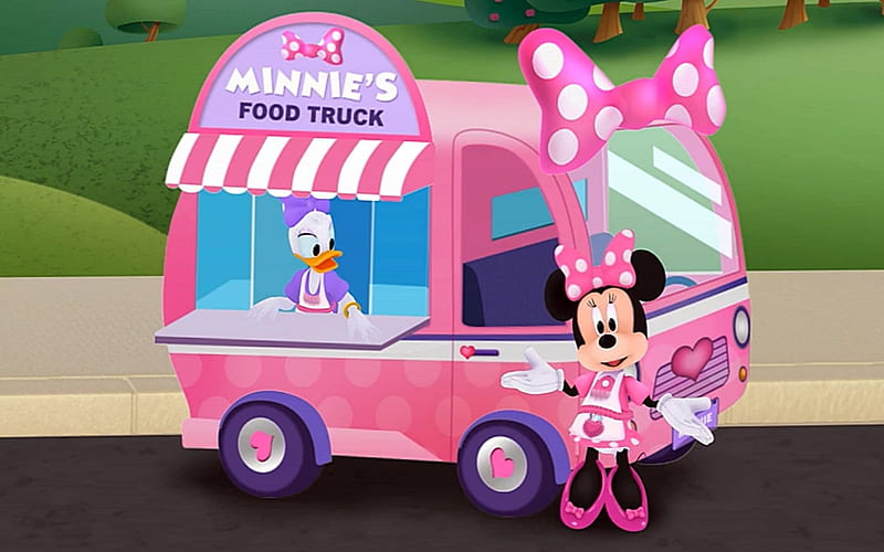 Minnie Food Truck, Pink, Daisy, Truck, Minnie, Food, HD wallpaper