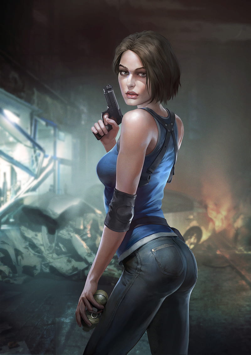 Jill Valentine, Resident evil 3, Resident Evil, fan art, video game art, digital art, ArtStation, video game girls, short hair, video game characters, artwork, HD phone wallpaper
