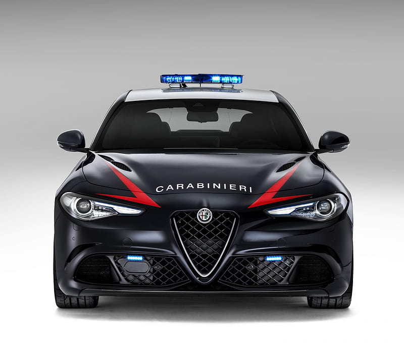 Alfa Romeo, black, blue, italy, police, red, HD wallpaper