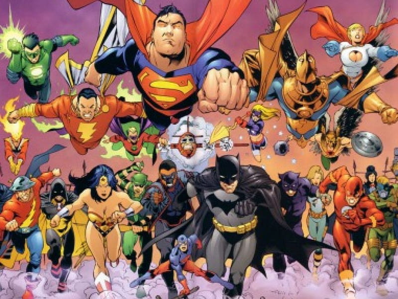 Justice League and Justice Society, jsa, heroes, jla, dc, comics, HD wallpaper