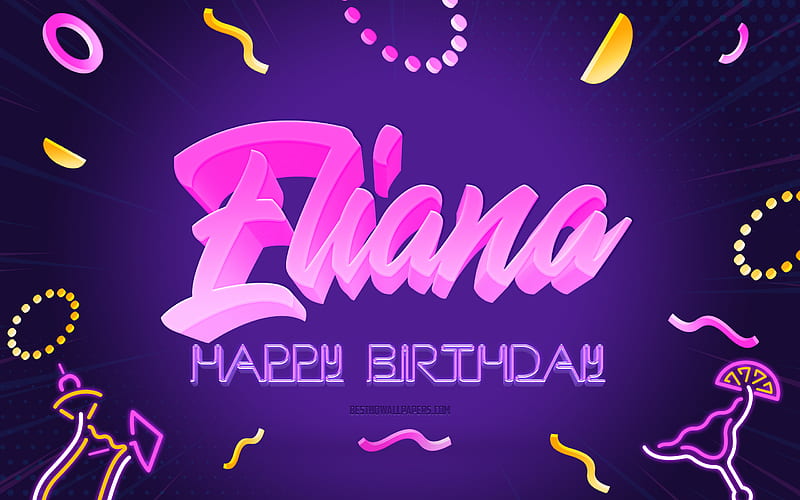 Happy Birtay Eliana Purple Party Background, Eliana, creative art, Happy Eliana birtay, Eliana name, Eliana Birtay, Birtay Party Background, HD wallpaper