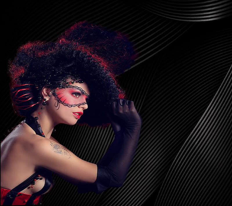 Carnival, Mask, False lady, Black backgruand, HD wallpaper