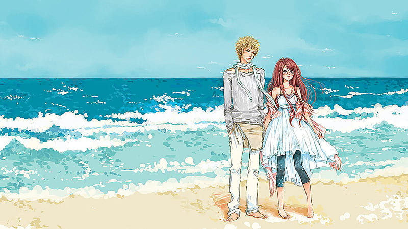 Anime Couple Ocean Blue Sky Background Anime Couple, HD wallpaper | Peakpx