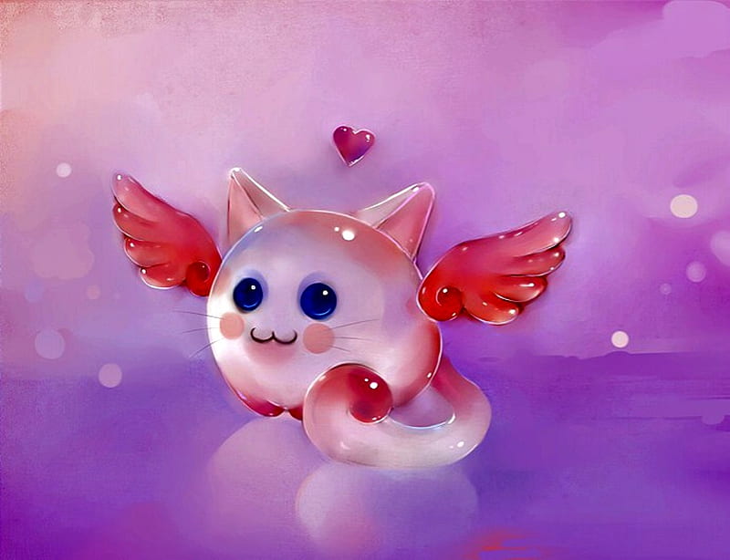 Pudding Prince, Cute, Pink, Prince, corazones, Blue Eyes, Pudding, Wings, HD wallpaper