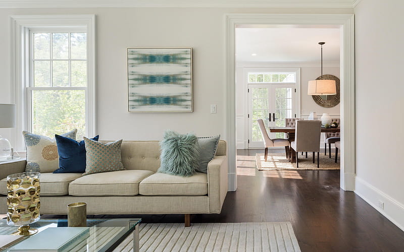 Interior living room, English style, modern interior design, stylish interior, light gray walls, HD wallpaper