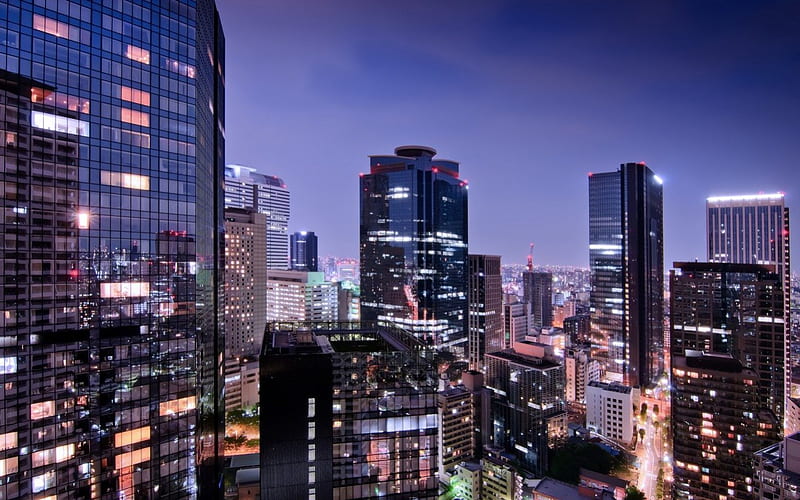 Tokyo, skyscraper, japan, city, night, HD wallpaper
