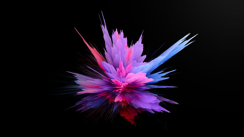 Blue Pink Purple Color Powder Burst Explosion Black Background Abstract