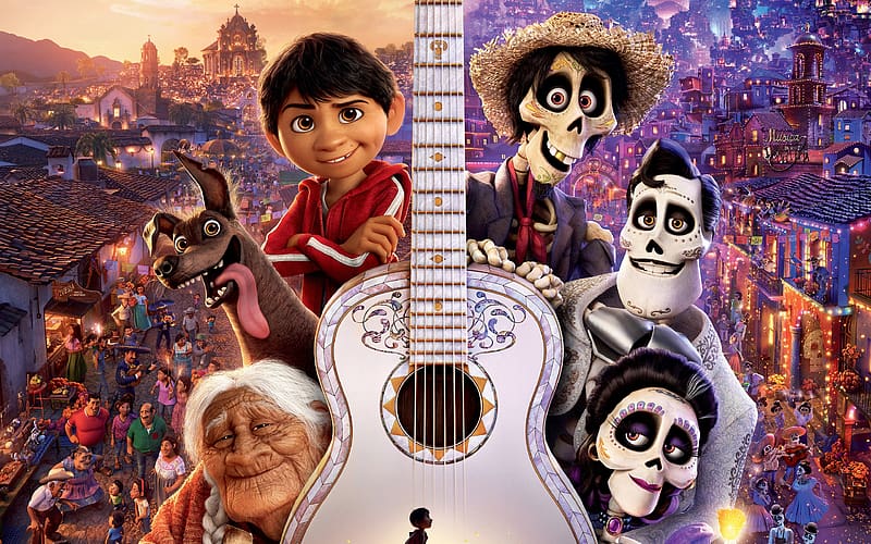 Guitar, Movie, Day Of The Dead, Coco (Movie), Coco, Dante (Coco), Hector (Coco), Ernesto De La Cruz, Imelda Rivera, Mama Coco, HD wallpaper