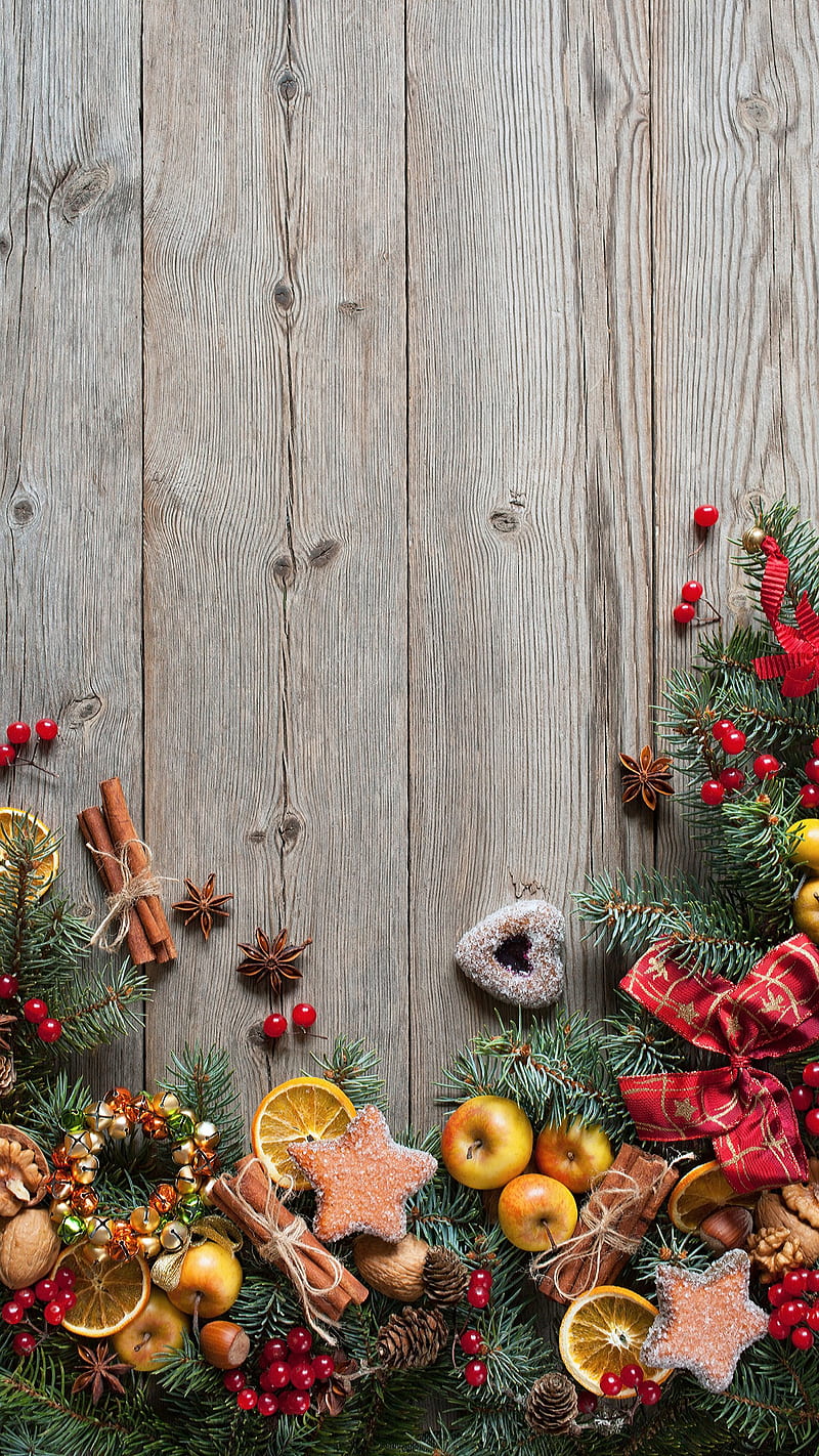 Holiday, christmas, autumn, autumn , decoration, fruit, food, wood, HD phone wallpaper