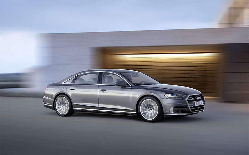 Audi A8 L, 2018 cars, luxury cars, gray a8, german cars, Audi, HD wallpaper