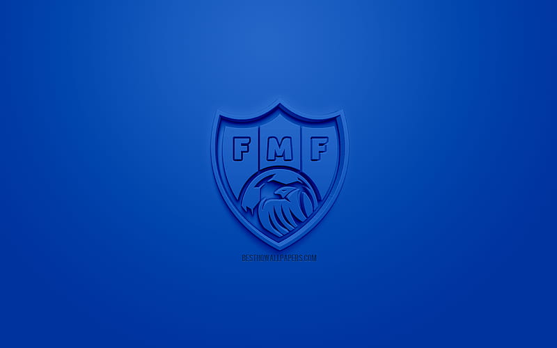 Moldova national football team, creative 3D logo, blue background, 3d emblem, Moldova, Europe, UEFA, 3d art, football, stylish 3d logo, HD wallpaper