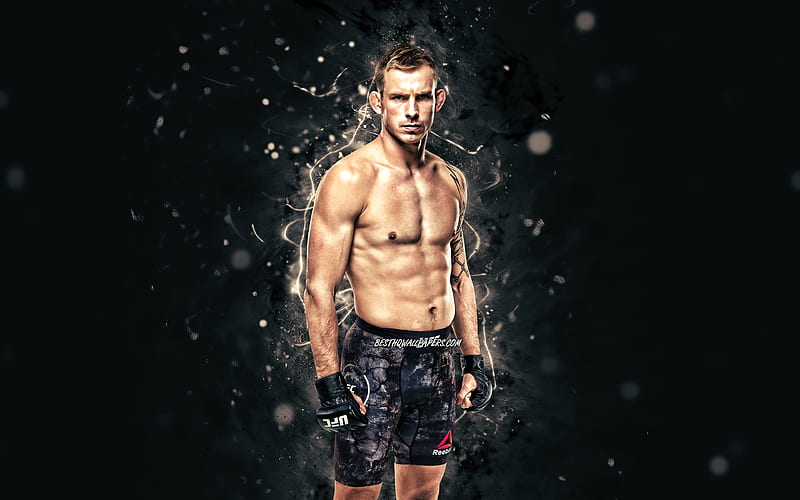 Krzysztof Jotko, white neon lights, polish fighters, MMA, UFC, Mixed martial arts, Krzysztof Jotko , UFC fighters, MMA fighters, HD wallpaper