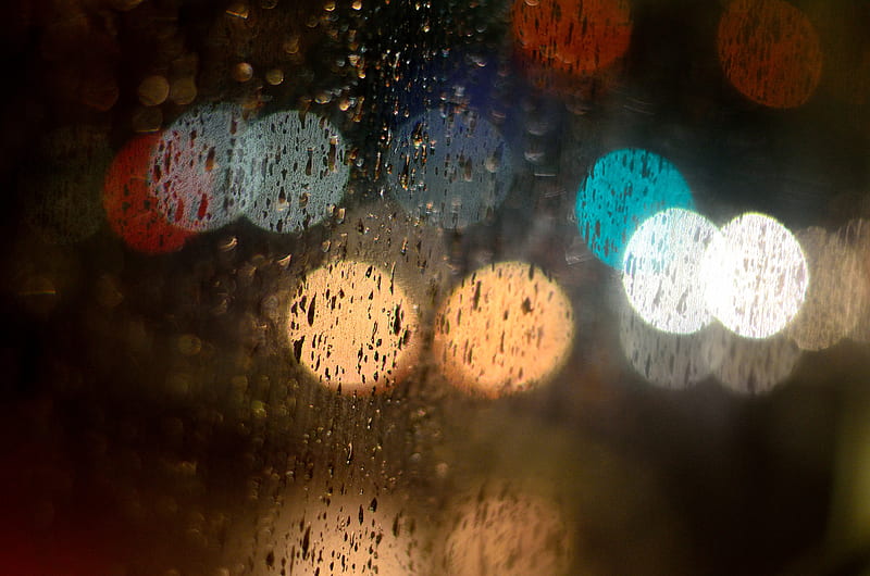 glare, colorful, drops, wet, rain, HD wallpaper
