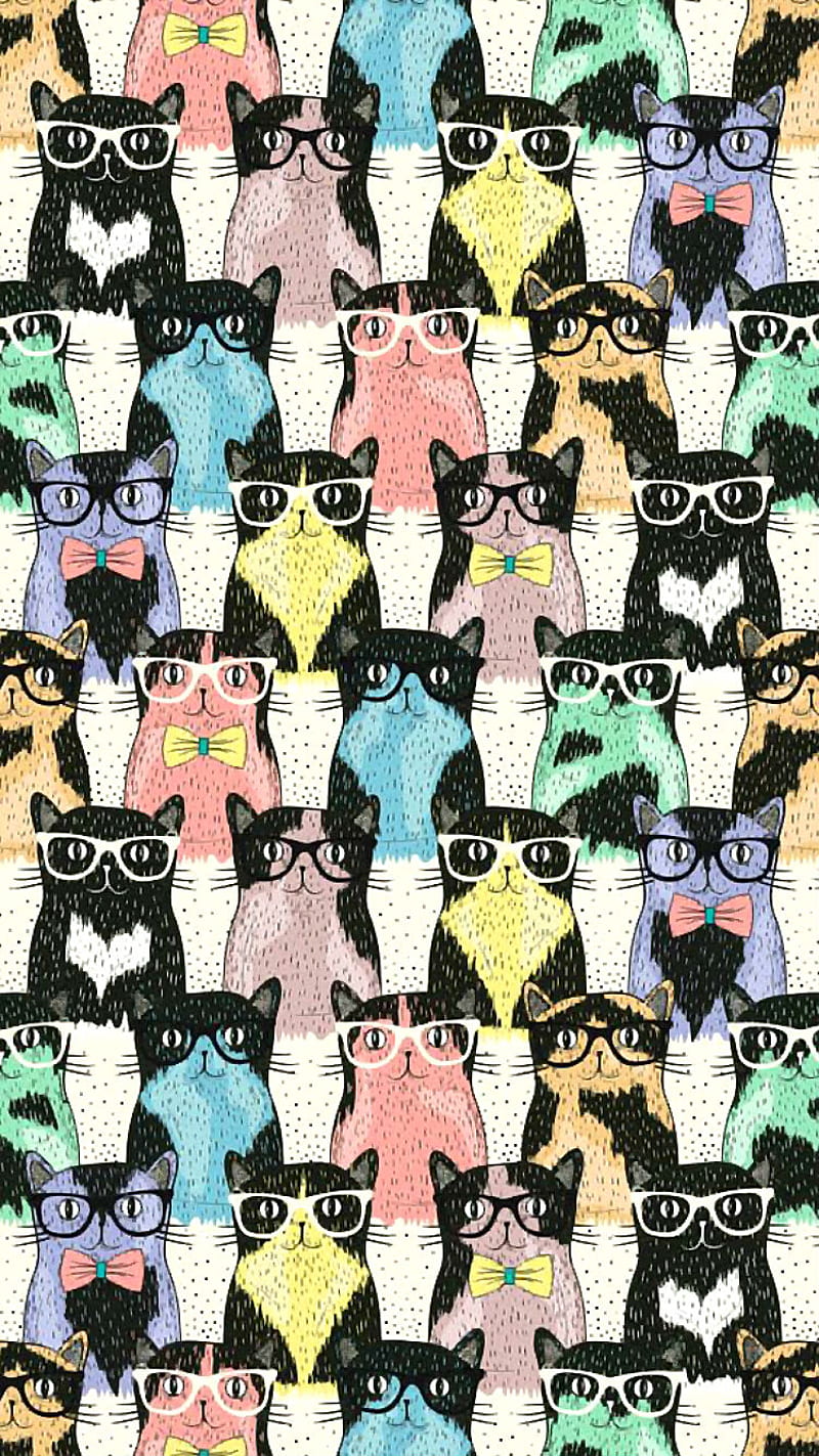 Many Cats, cat, colorful, colors, drawing, feline, kitten, kitty, meow, HD phone wallpaper
