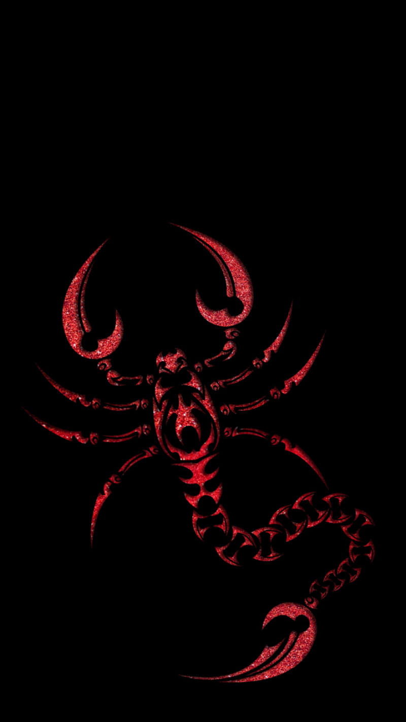 Red Scorpion, black, black , glitter, HD phone wallpaper
