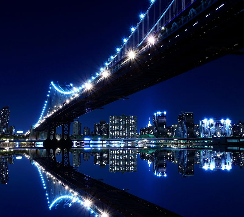 New York, awesome, city, cool, nice, night, ok, river, view, HD wallpaper