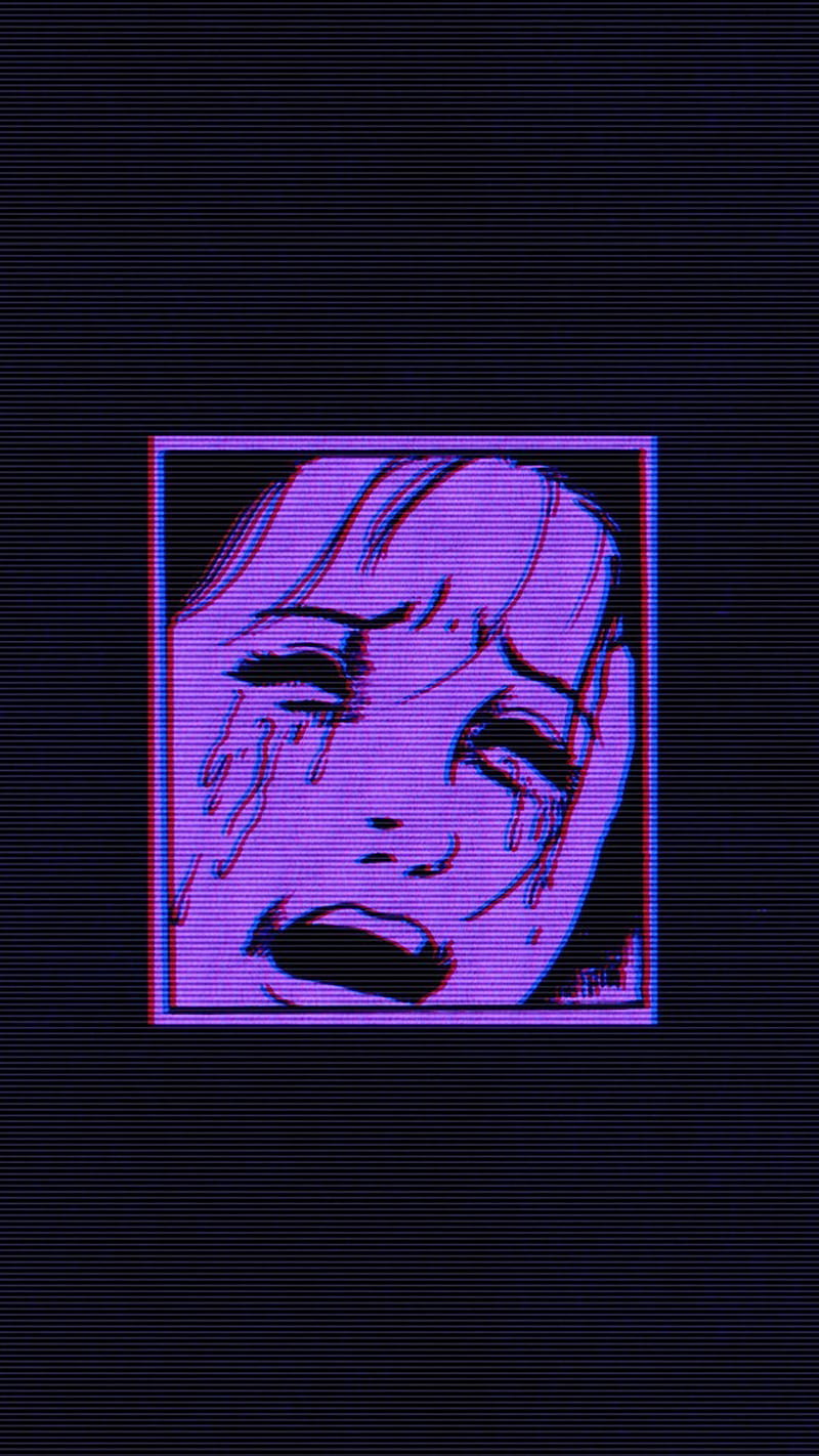 Sad Purple, anime, black, crying, sadness, HD phone wallpaper