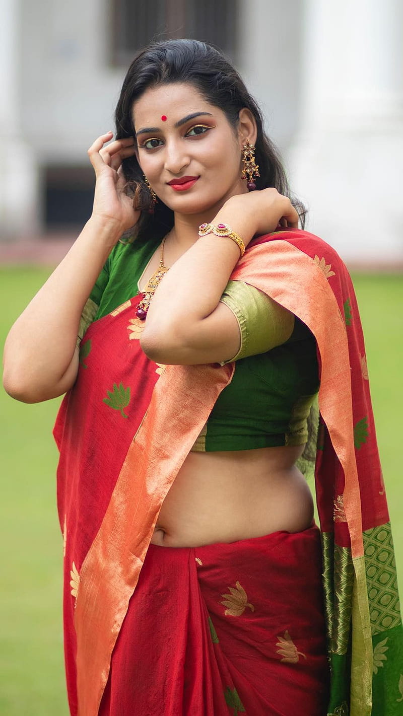 Srijitha mishra , navel show, saree addiction, HD phone wallpaper