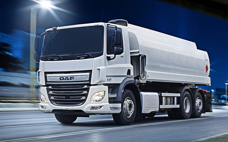 DAF CF, 2019, new cargo truck, gas transportation, CF330, Euro 6, truck with gas tank, new white CF, DAF, HD wallpaper