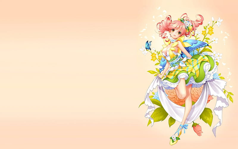 Spring goddess, fantasy, butterfly, girl, goddess, spring, HD wallpaper